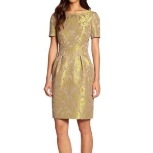 Lafayette 148 New York Baroque Shift Dress Silver Green Extra Large READ PLEASE!